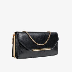 Salvatore Ferragamo Black Evening Bag with Gold Frame